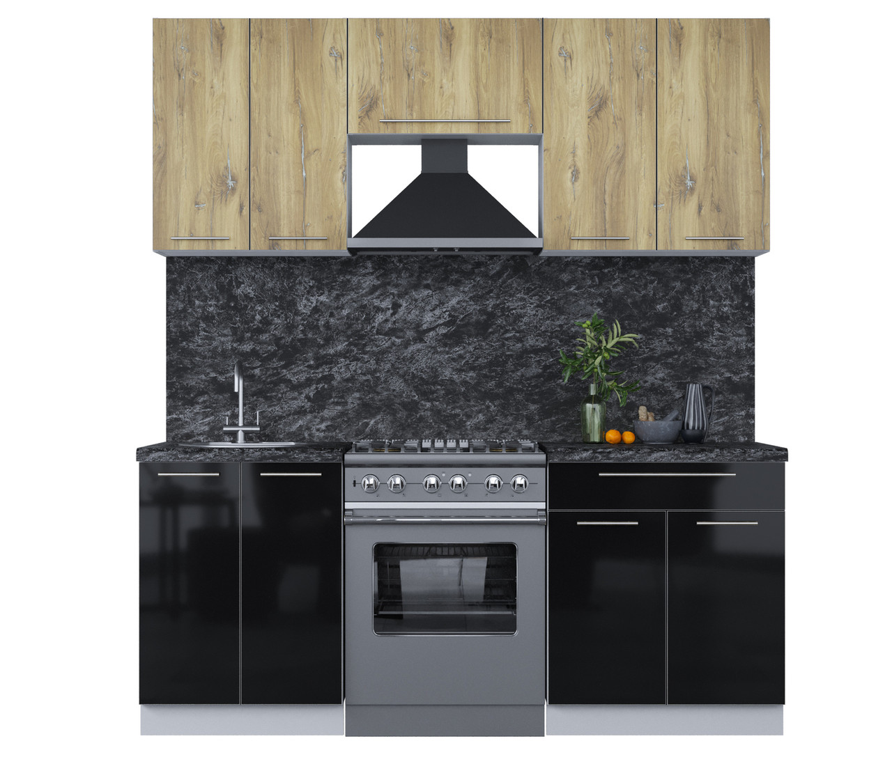 Кухня Мила Пластик 1.9А Дуб эпоксид - Черный