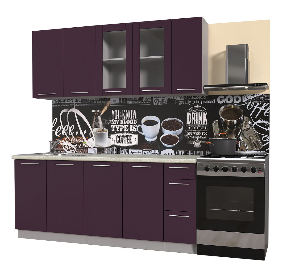 Кухня Мила Пластик 1.9Б Слива