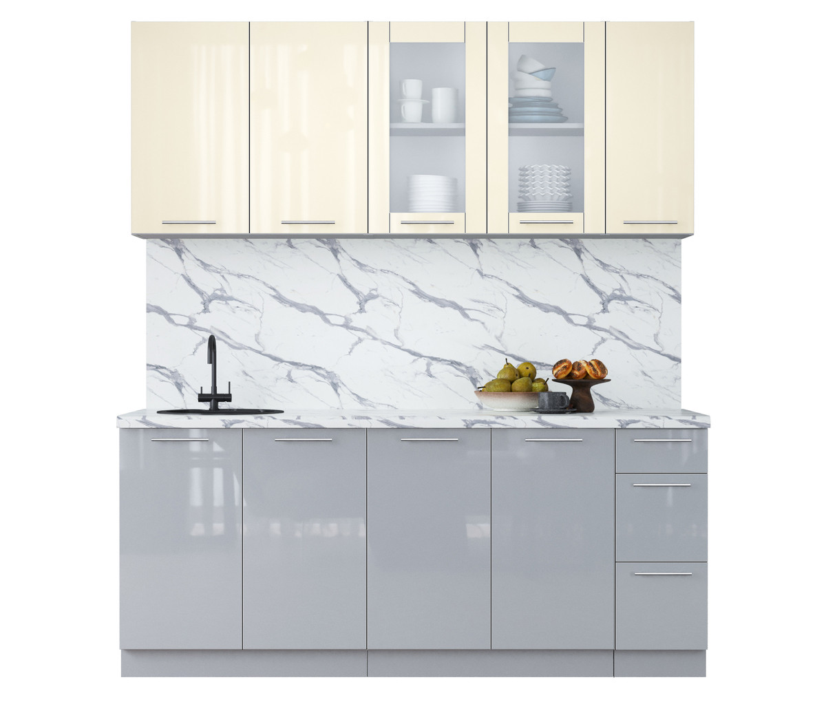 Кухня Мила Пластик 1.9Б Ваниль - Туманный