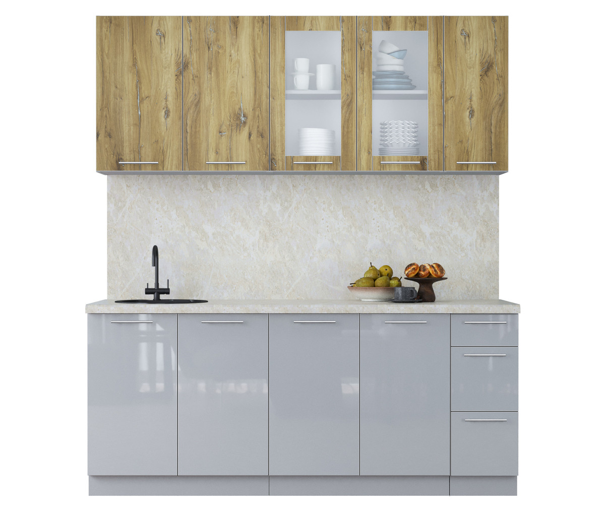 Кухня Мила Пластик 1.9Б Дуб эпоксид - Туманный
