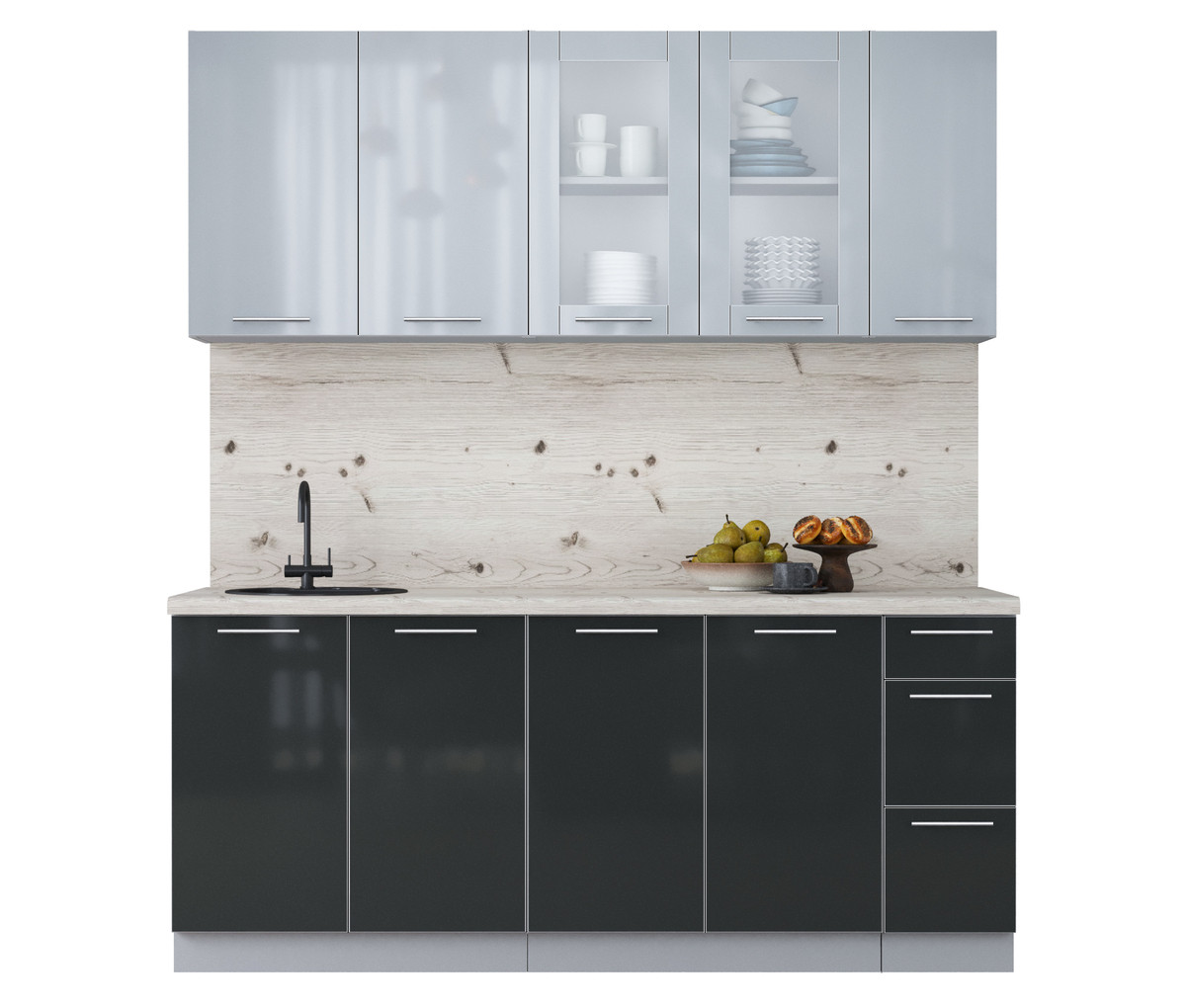 Кухня Мила Пластик 1.9Б Туманный - Антрацит