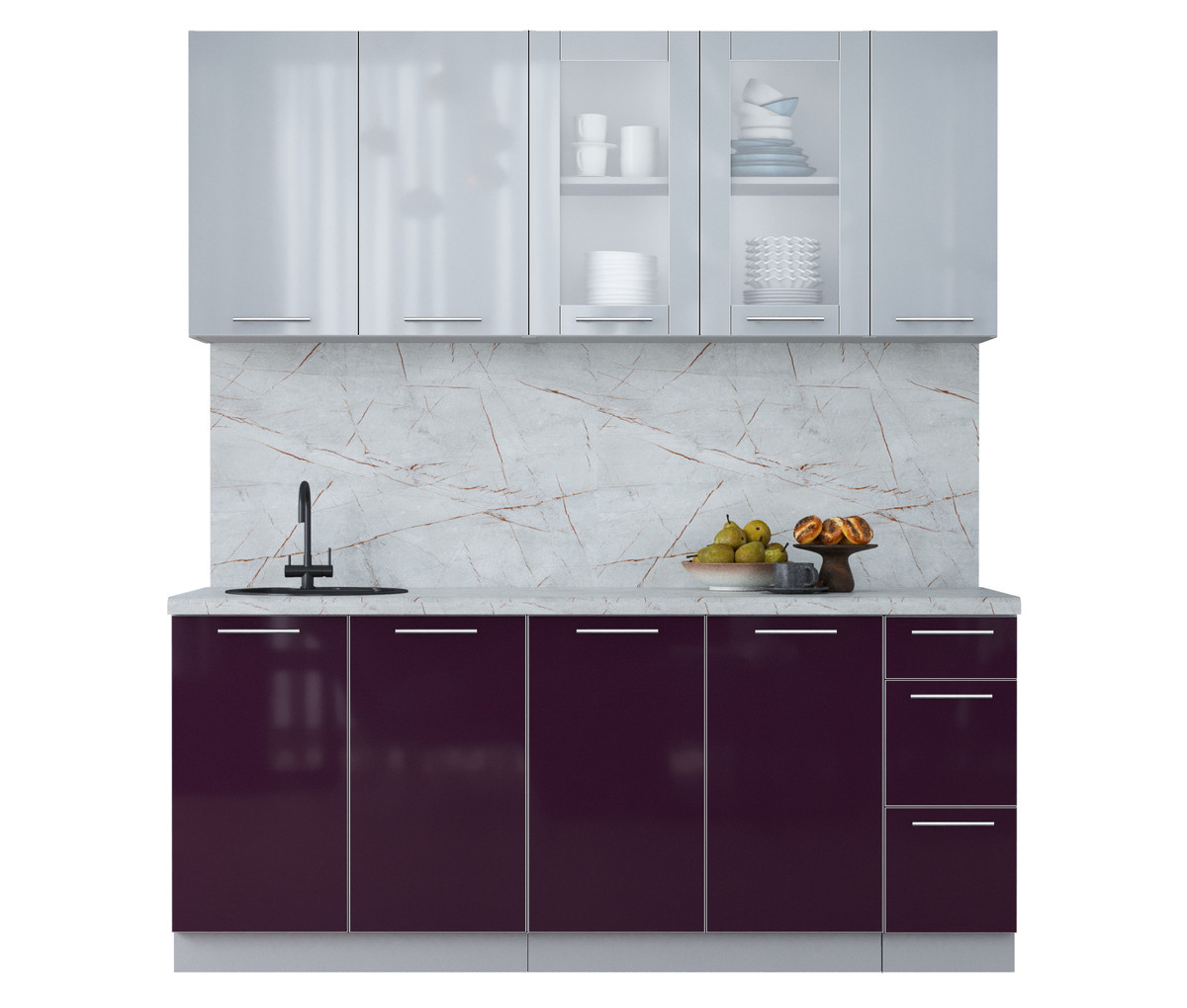 Кухня Мила Пластик 1.9Б Туманный - Слива