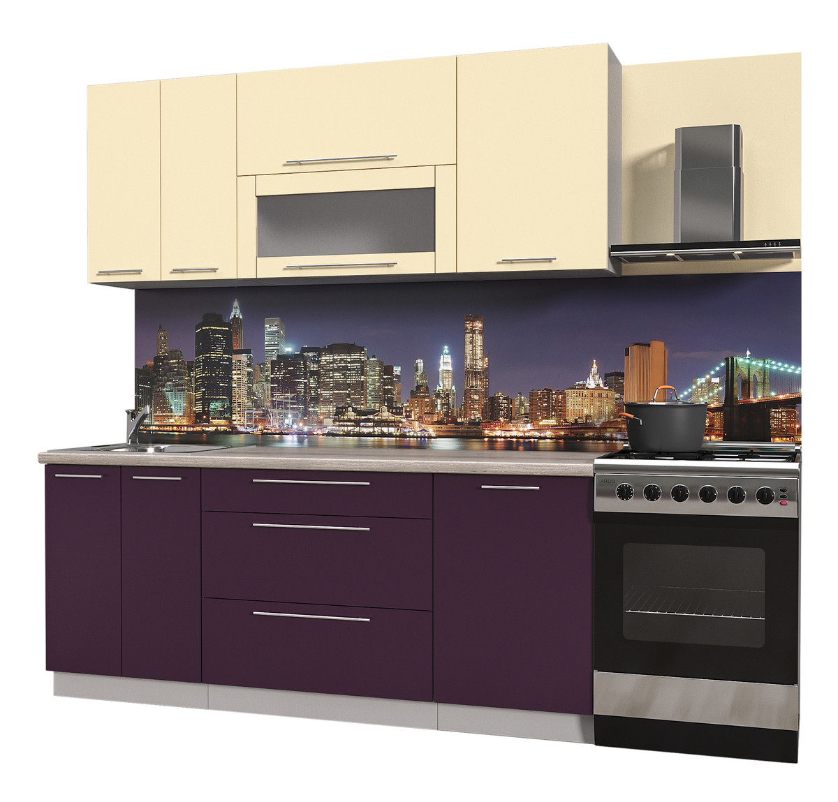 Кухня Мила Пластик 1.9В Ваниль - Слива