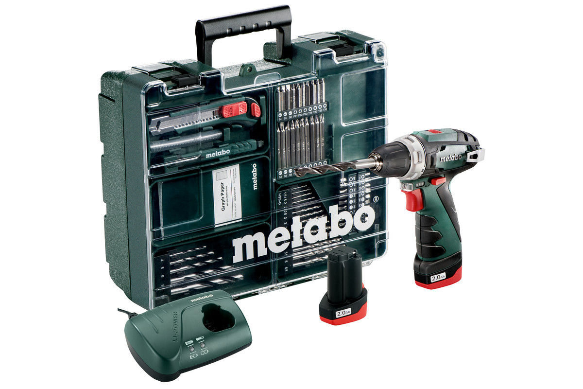 Дрель-шуруповерт Metabo PowerMaxx BS Basic Set 600080880 (с 2-мя АКБ, набор инструмента)