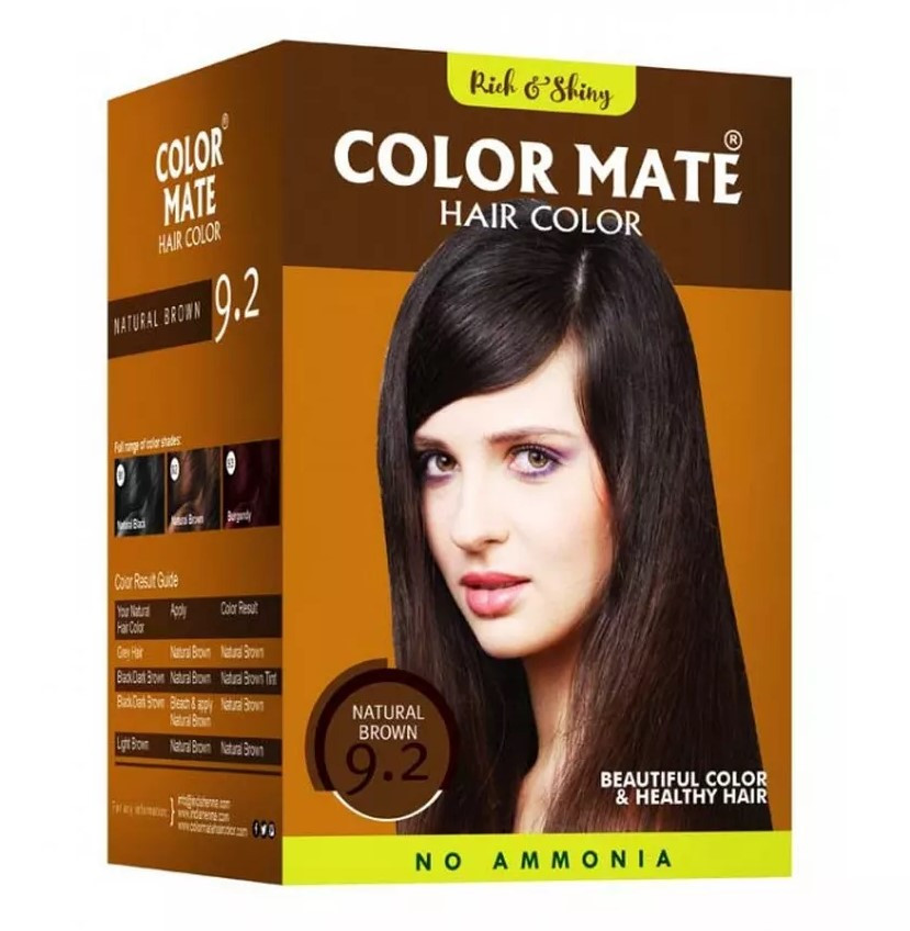 Краска для волос Color Mate Natural Brown 9.2 Коричневый, 5 саше по 15 г - на основе индийской хны