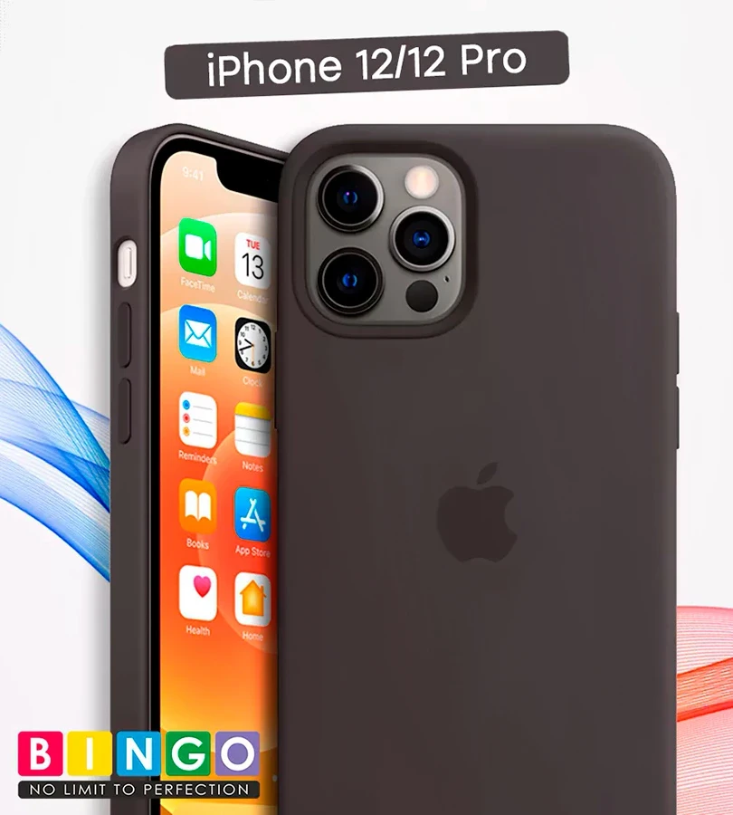 Чехол - бампер для Apple iPhone 12/12 Pro, Bingo Silicone Case, темно-серый 559005