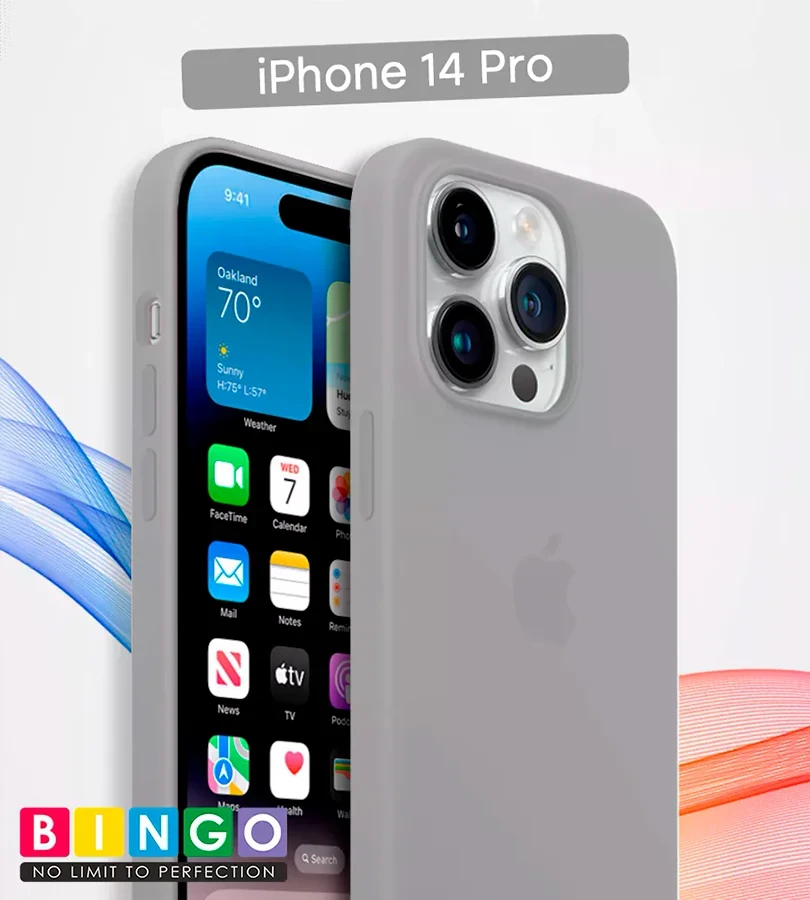 Чехол - бампер для Apple iPhone 14 Pro, Bingo Silicone Case, серый 559010