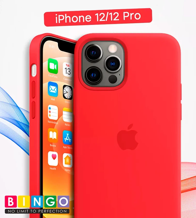 Чехол - бампер для Apple iPhone 12/12 Pro, Bingo Silicone Case, красный 559003