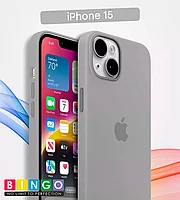 Чехол - бампер для Apple iPhone 15, Bingo Silicone Case, серый 559011