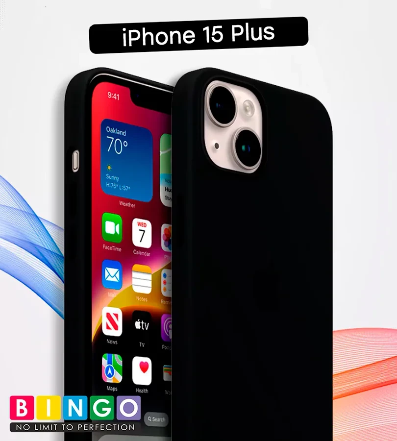Чехол - бампер для Apple iPhone 15 Plus, Bingo Silicone Case, черный 559014