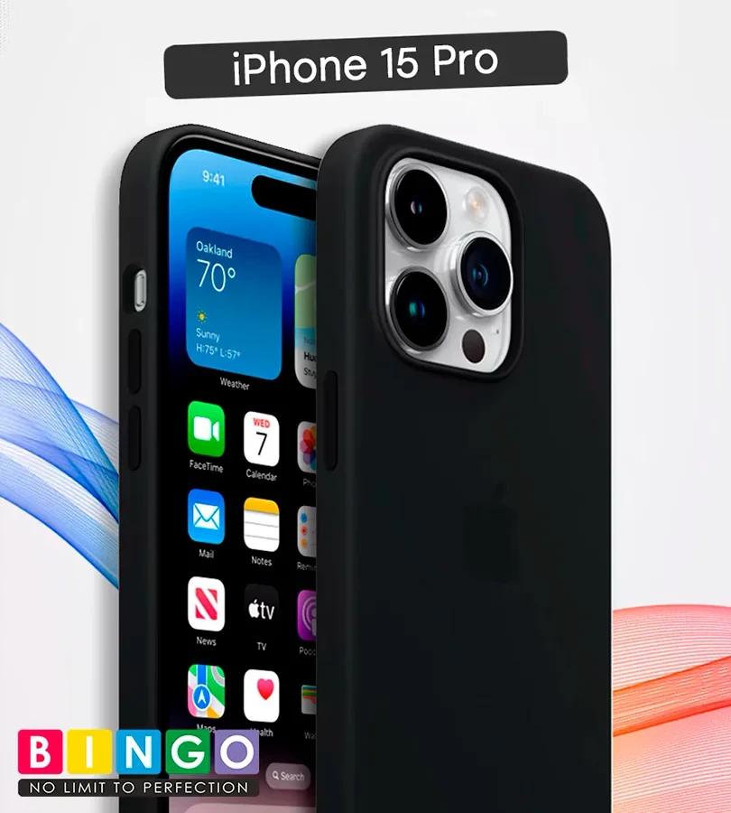 Чехол - бампер для Apple iPhone 15 Pro, Bingo Silicone Case, черный 559016