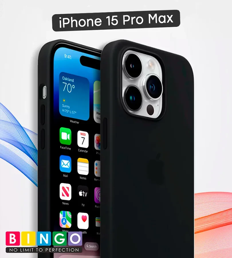 Чехол - бампер для Apple iPhone 15 Pro Max, Bingo Silicone Case, черный 559018, фото 1