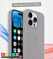 Чехол - бампер для Apple iPhone 15 Pro Max, Bingo Silicone Case, серый 559019