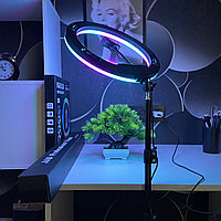 Кольцевая лампа MJ-33 (см) со штативом 2.1 м LED RGB цветная для селфи и тик ток + держатель и пульт