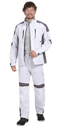 Костюм СИРИУС-ЦИТРИН куртка, брюки белый со средне-серым, фото 2