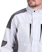 Костюм СИРИУС-ЦИТРИН куртка, брюки белый со средне-серым, фото 3