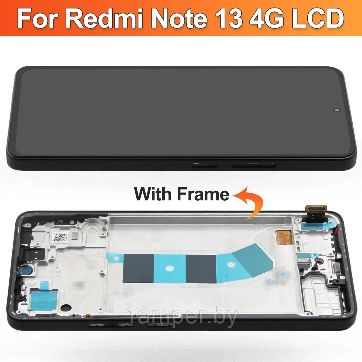 Дисплей AMOLED для Xiaomi Redmi Note 13 В сборе с тачскрином. С рамкой. Черный