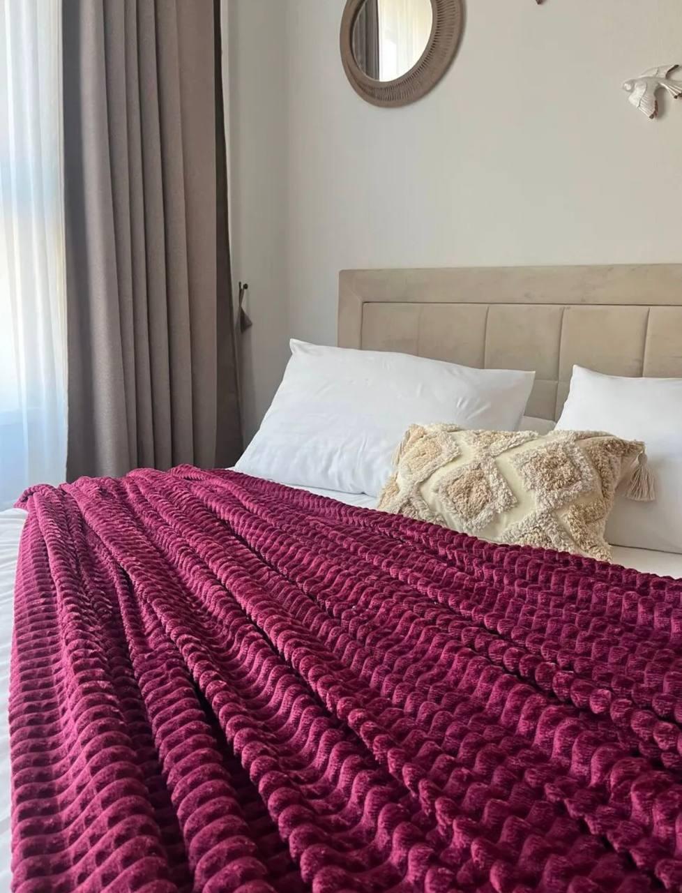 Плед-покрывало "Кубик" 200/220, бордовый