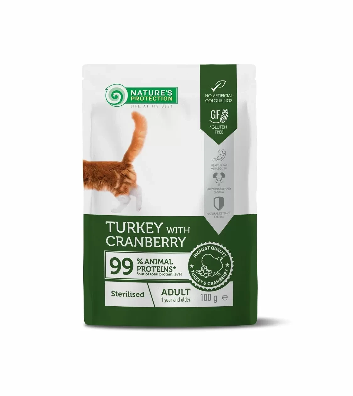 Корм влажный Nature's Protection Adult Sterilised для стерилизованных кошек (индейка и клюква) 100гр