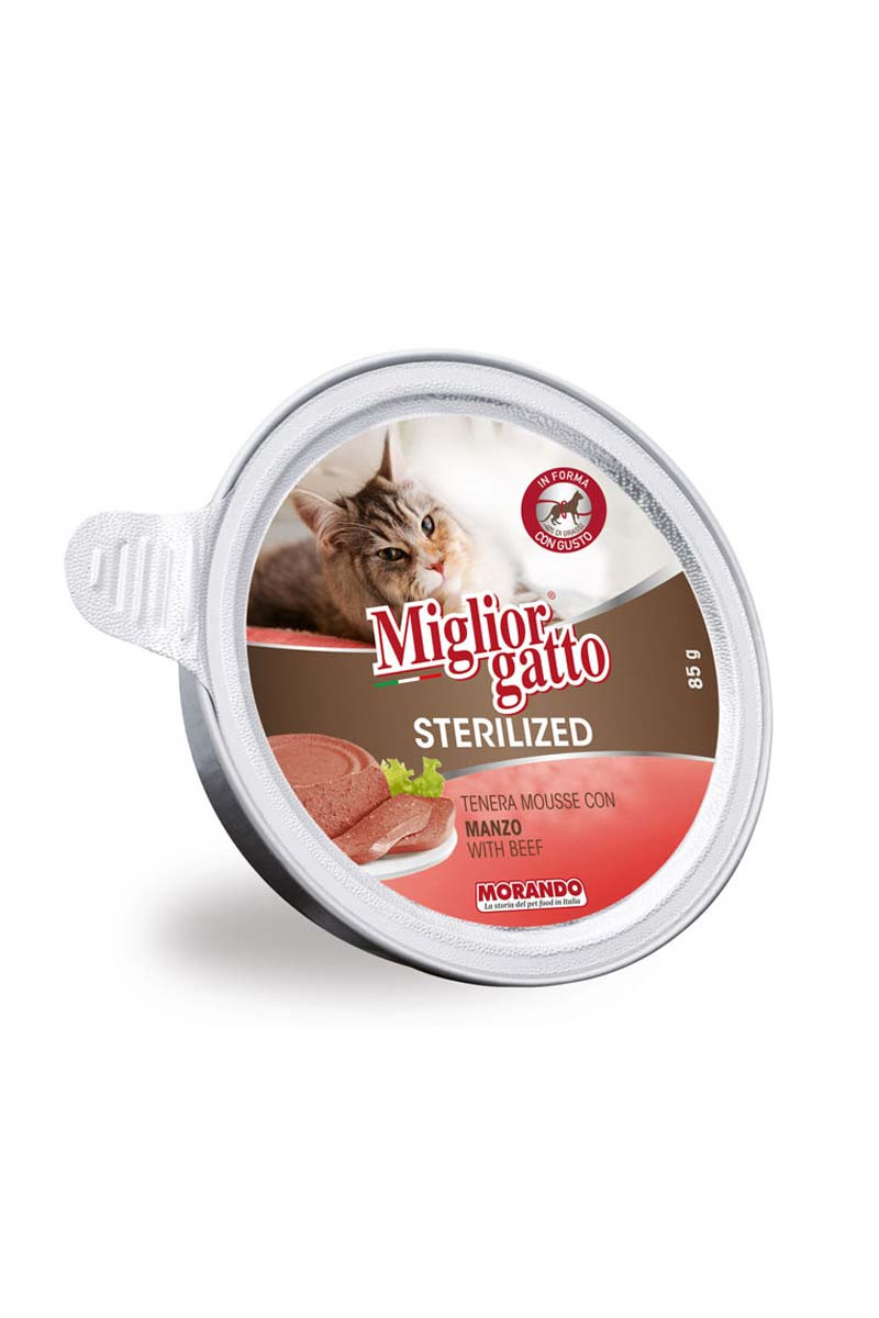 Корм влажный Miglior Gatto Sterilized Beef для стерилизованных кошек(мусс с говядиной)85 гр.