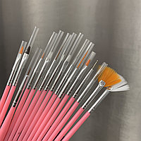 Набор кистей для дизайна, 15 шт (розовый)