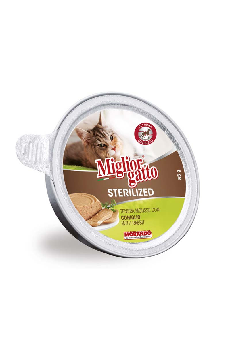 Корм влажный Miglior Gatto Sterilized Rabbit для стерилизованных кошек( мусс с кроликом)85 гр.
