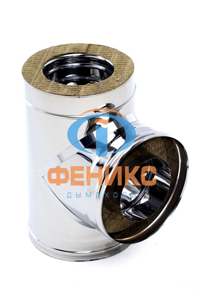 Сэндвич-тройник 90° Д.115/200 (AISI 430/1мм) нержавеющая сталь, Феникс