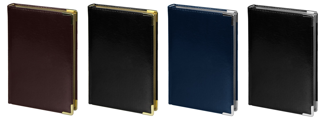 Ежедневник полудатированный Classic Pristine Silver А5 с металлическими уголками в твердой обложке с поролоном