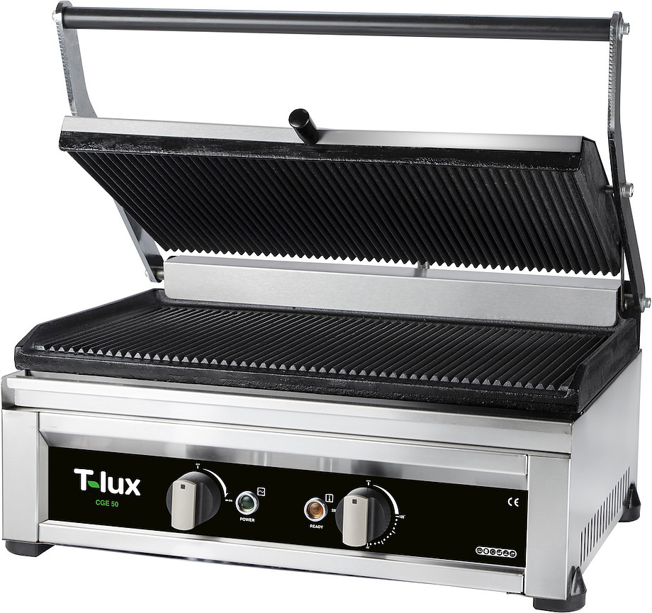 Гриль контактный T-LUX CGE 50 (500х350х250мм, 2.5кВт, 220В, рифленые)