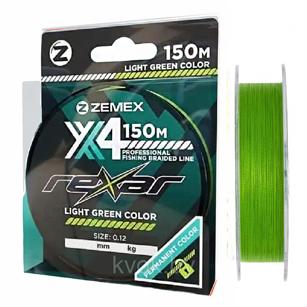 Плетеный шнур ZEMEX REXAR X4 150 м. light green, фото 1