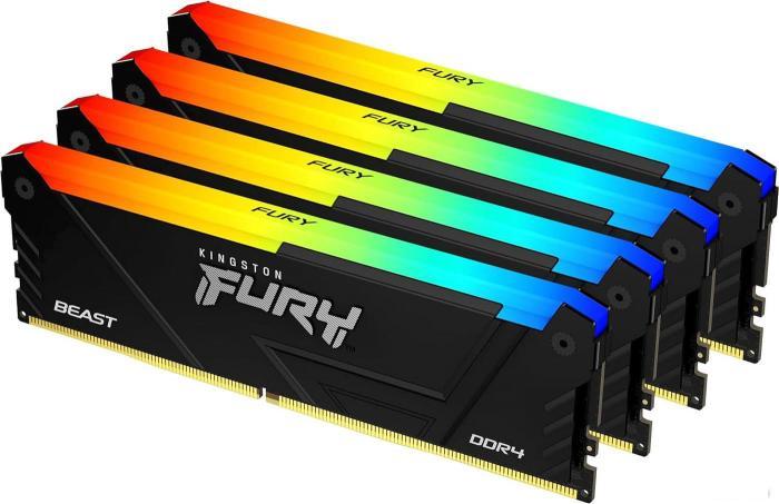 Оперативная память Kingston FURY Beast RGB 4x8ГБ DDR4 2666 МГц KF426C16BB2AK4/32