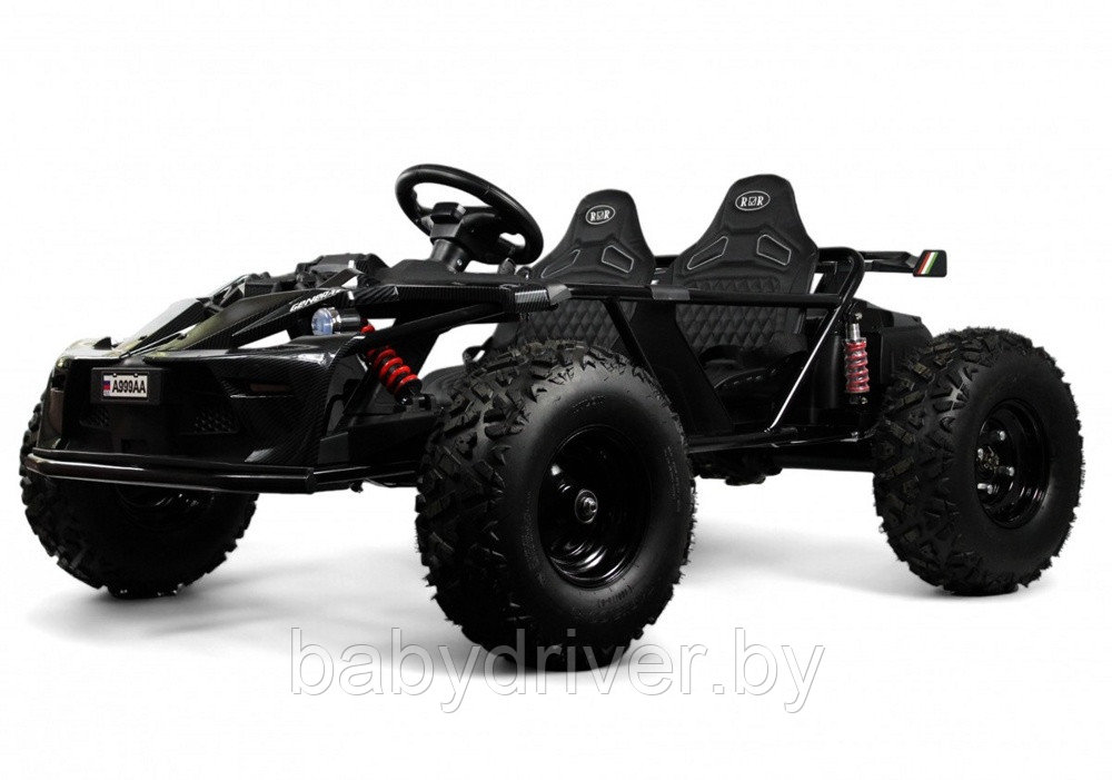 Детский электромобиль RiverToys A999AA (черный карбон) Buggy Двухместный Скорость: 20 км/ч, 48V, до 150 кг.