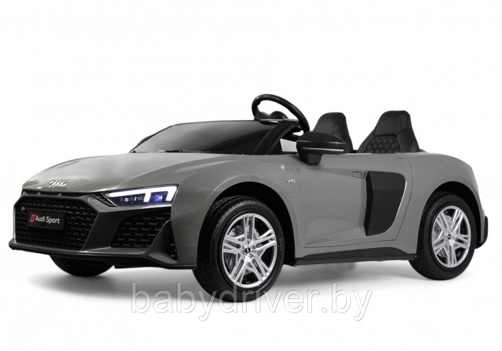 Детский электромобиль RiverToys Audi R8 M333MM (серый) Лицензионная модель Двухместный До 100 кг. Скорость до