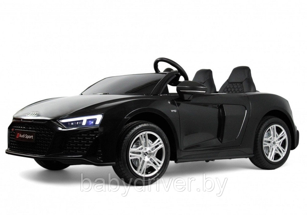 Детский электромобиль RiverToys Audi R8 M333MM (чёрный) Лицензионная модель Двухместный До 100 кг. Скорость до
