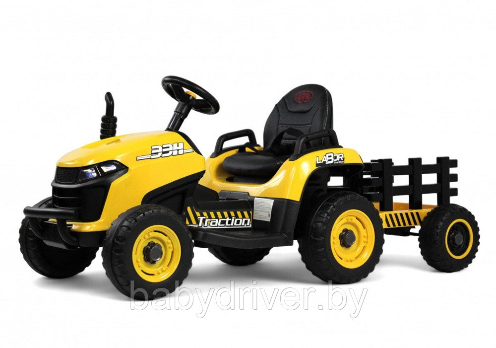 Детский электромобиль RiverToys K111KK (желтый) Трактор