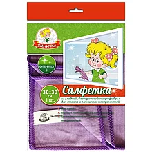 Салфетка для стекла Умничка Микрофибра гладкая 30 30 см SY-B-009.