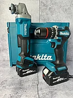 Набор аккумуляторных инструментов Makita 2 в 1 (болгарка, шуруповерт, 2 АКБ 4 А/ч, кейс) Аналог