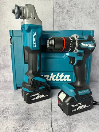 Набор аккумуляторных инструментов Makita 2 в 1 (болгарка, шуруповерт, 2 АКБ 4 А/ч, кейс) Аналог, фото 2