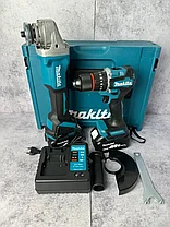 Набор аккумуляторных инструментов Makita 2 в 1 (болгарка, шуруповерт, 2 АКБ 4 А/ч, кейс) Аналог, фото 3