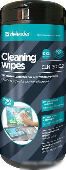 Влажные салфетки Defender CLN 30102 Pro (100 штук)