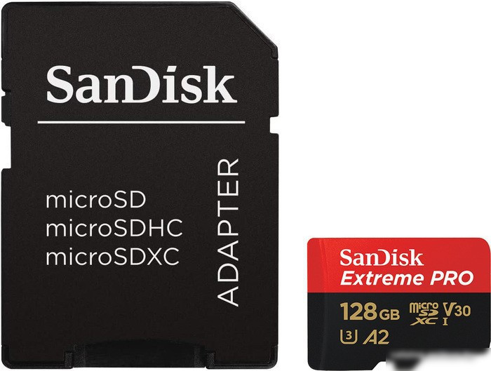 Карта памяти SanDisk Extreme PRO microSDXC SDSQXCD-128G-GN6MA 128GB (с адаптером)