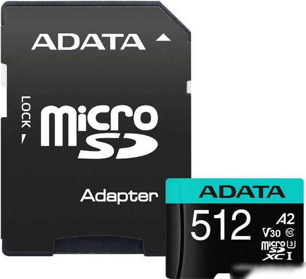 Карта памяти A-Data Premier Pro AUSDX512GUI3V30SA2-RA1 microSDXC 512GB (с адаптером), фото 1