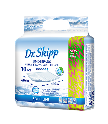 Пеленки гигиенические впитывающие Dr.Skipp Soft Line 60х40 см., 10 шт., фото 2