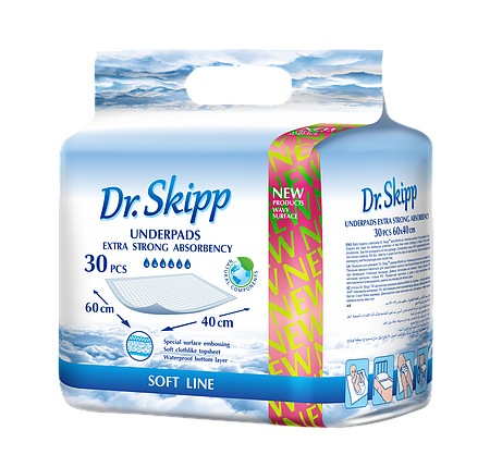 Пеленки гигиенические впитывающие Dr.Skipp Soft Line 60х40 см, 30 шт., фото 2