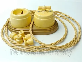 Выключатель керамический Арбат 1-клавишный проходной Песочный, Interior Electric, фото 3