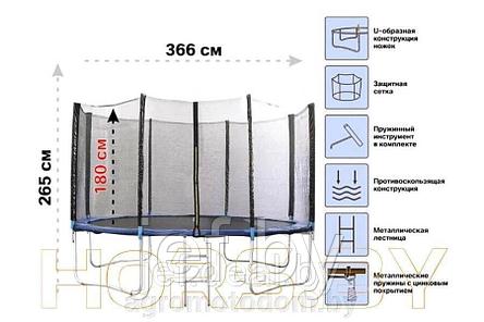 Батут с защитной сеткой и лестницей, 366х85 см ARIZONE 80-120400, фото 2