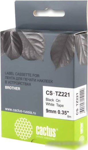 Картридж-лента для термопринтера CACTUS CS-TZ221 (аналог Brother TZ221)