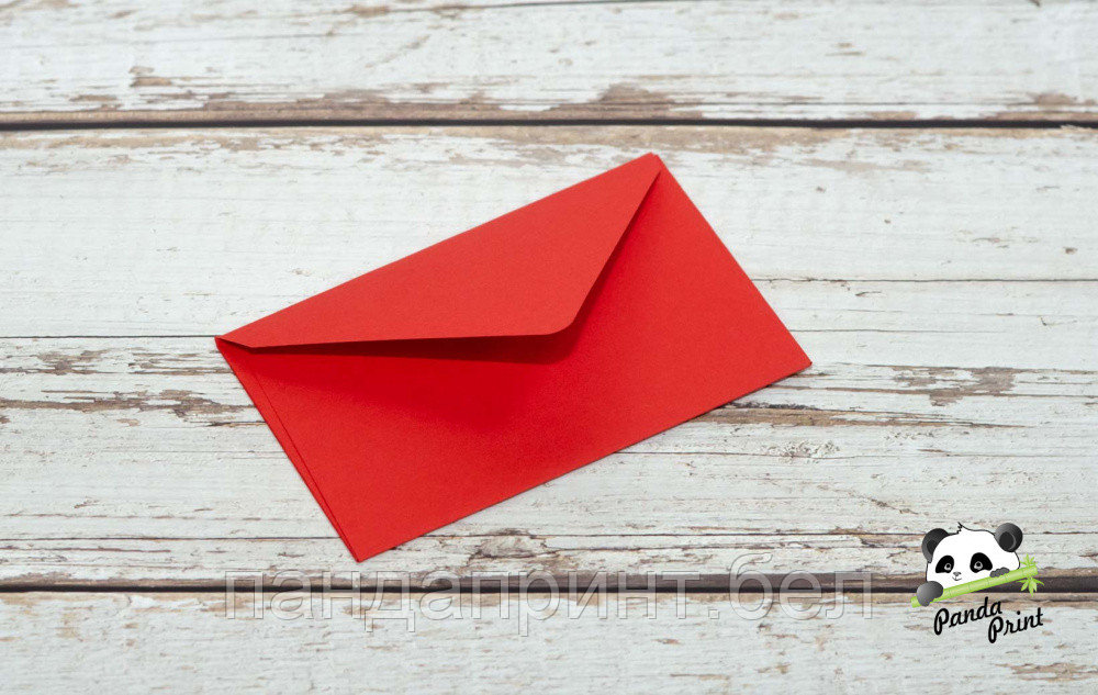 Конверт 60х100 мм, треуг. клапан, без клея, ярко-красный