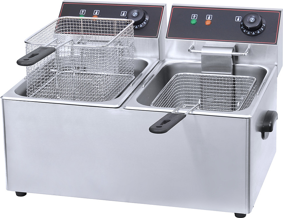 Фритюрница Hualian HEF-8L-2 (2 емкости) (592×410×340 мм, 220 В, 5,6 кВт, 8+8 л)
