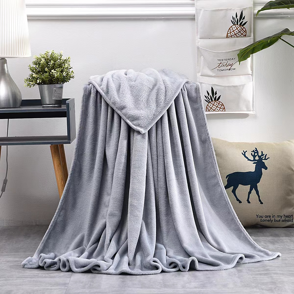 Флисовый пушистый плед Super Soft 125Х170 серый